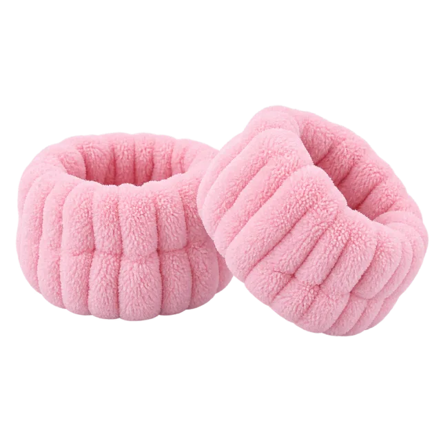 Realistic-style illustration of pink wrist wash bands pair