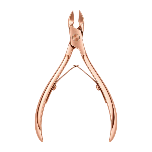 Realistic-style illustration of rose gold cuticle nippers