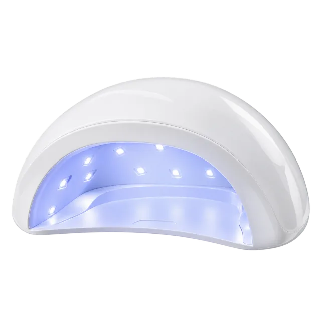 Realistic-style illustration of white uv nail lamp with open arch