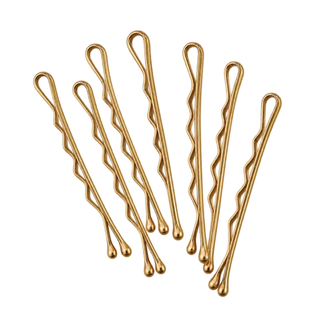 Realistic-style illustration of set of gold bobby pins