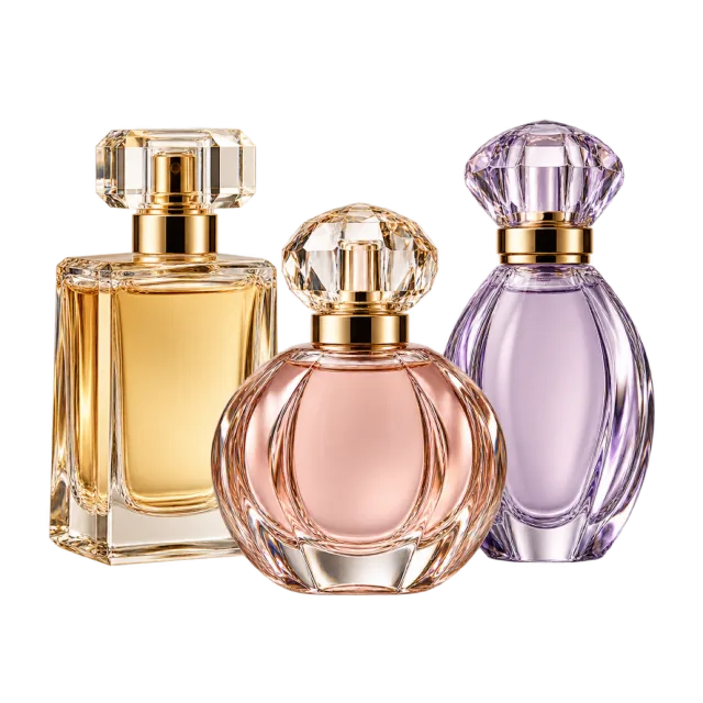 Realistic-style illustration of miniature perfume collection of three bottles