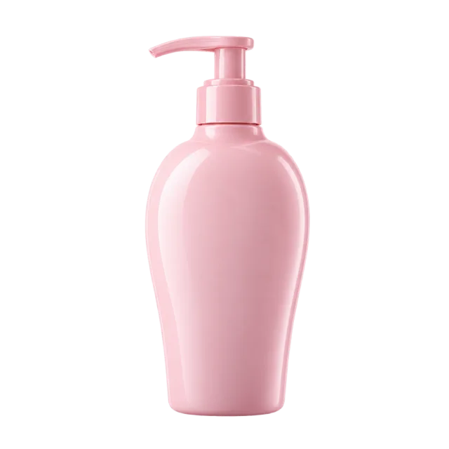 Realistic-style illustration of pink body lotion pump bottle