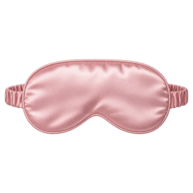 Realistic-style illustration of pink satin sleep eye mask