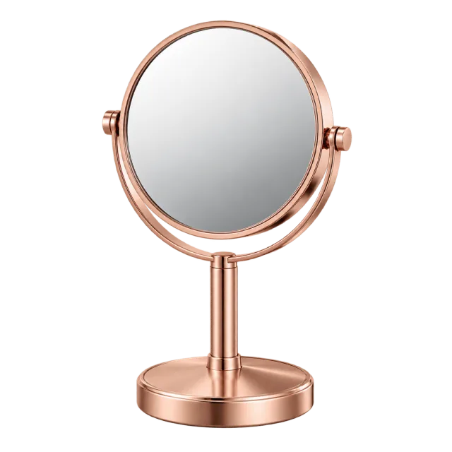 Realistic-style illustration of rose gold tabletop vanity mirror