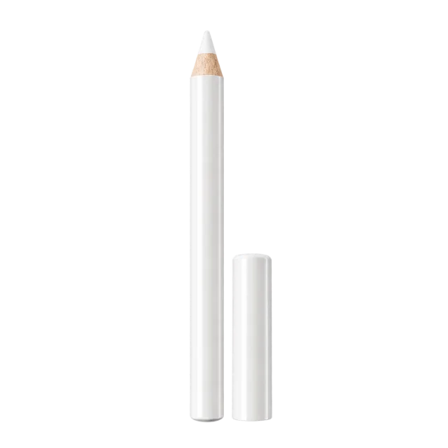 3D-style illustration of white eyeliner pencil with cap beside it