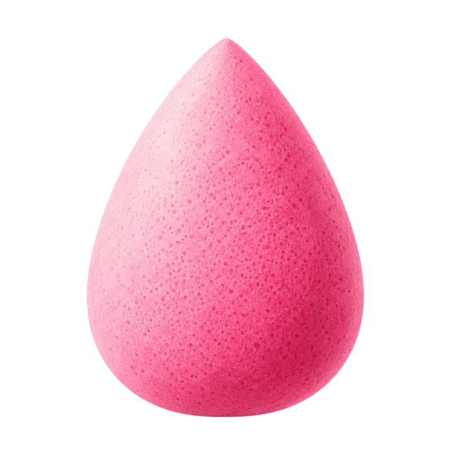 Watercolor-style illustration of pink teardrop makeup sponge