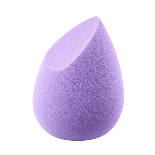 3D-style illustration of lavender beveled makeup sponge