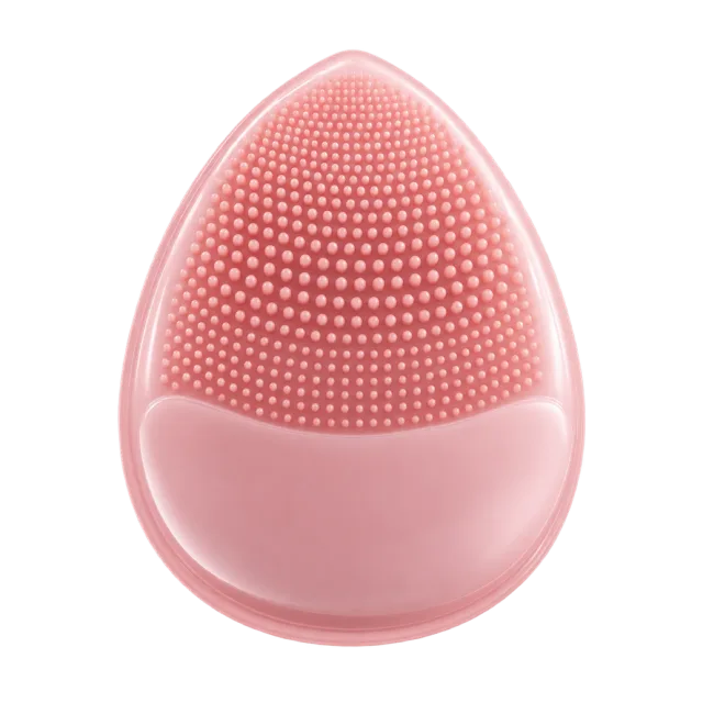 3D-style illustration of pink textured silicone cleansing pad