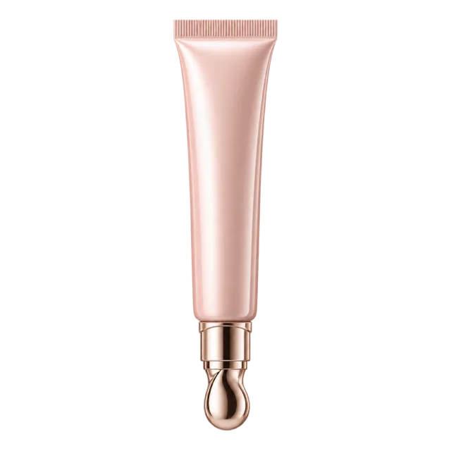 3D-style illustration of eye gel in slim tube with metal tip
