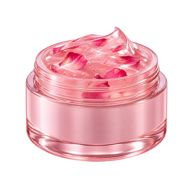 3D-style illustration of pink jelly mask in open jar