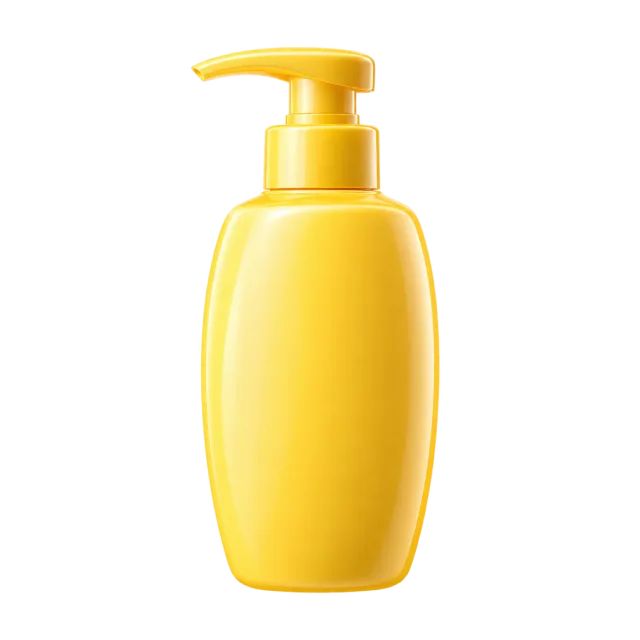 3D-style illustration of yellow sunscreen pump bottle