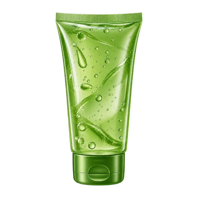 3D-style illustration of green after sun gel container