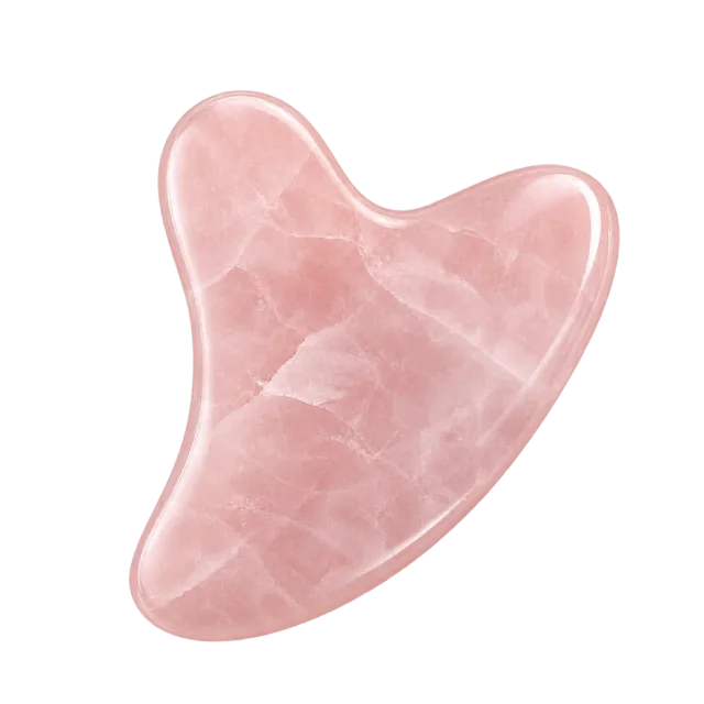 3D-style illustration of pink stone gua sha tool