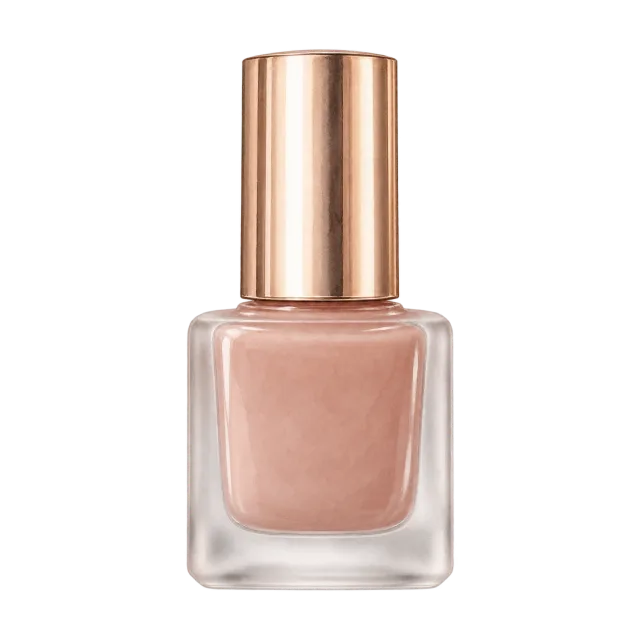 Watercolor-style illustration of nude nail polish in frosted bottle