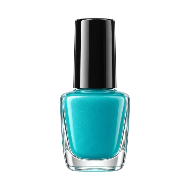 3D-style illustration of turquoise nail polish with black cap