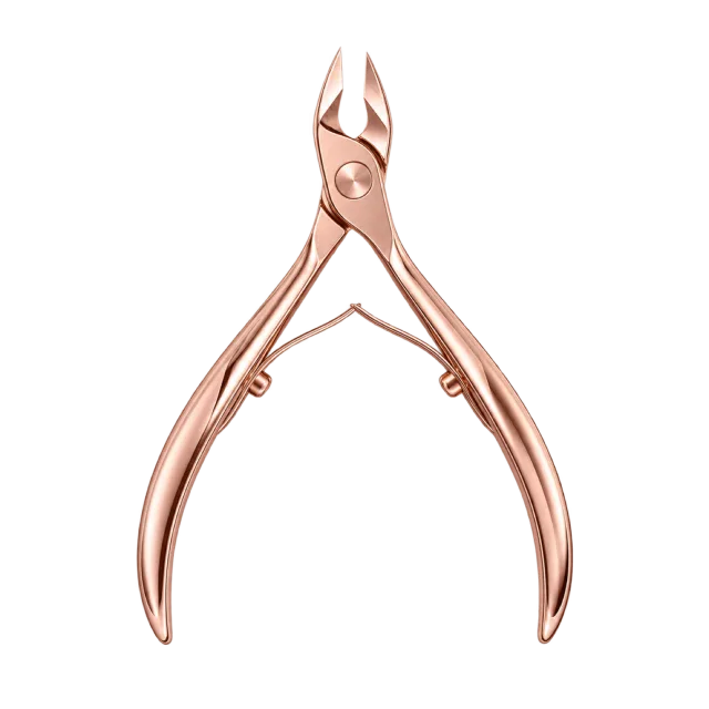 3D-style illustration of rose gold cuticle nippers
