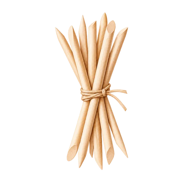 Watercolor-style illustration of wooden manicure sticks in small bundle