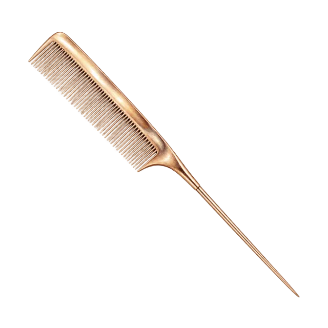 Watercolor-style illustration of fine tooth metal tail comb
