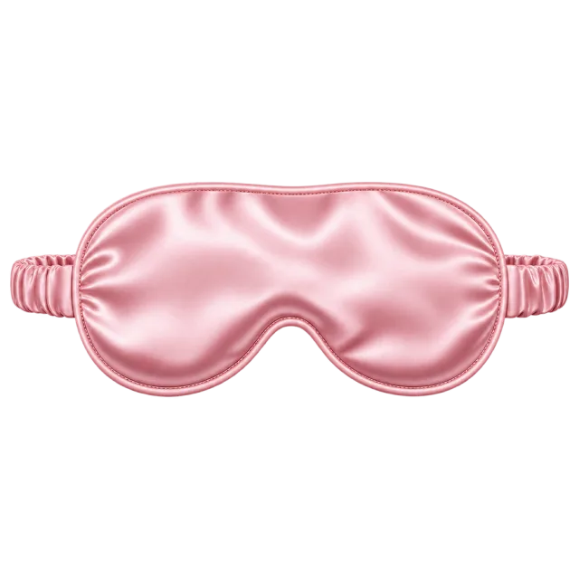 3D-style illustration of pink satin sleep eye mask