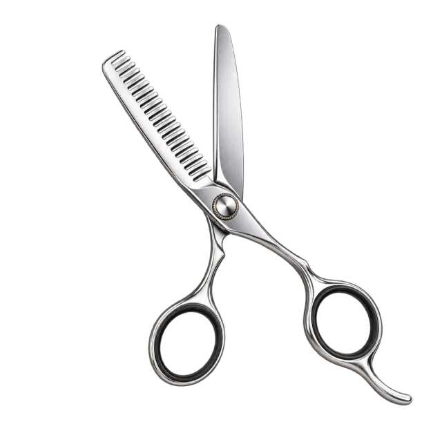 3D-style illustration of thinning hair scissors with comb blade