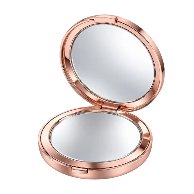 3D-style illustration of round compact mirror open