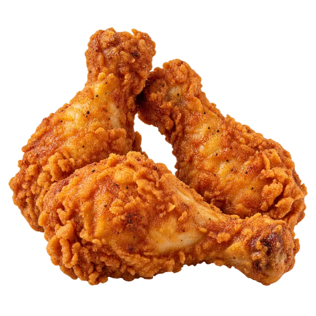Golden fried chicken pieces with a textured crunchy coating