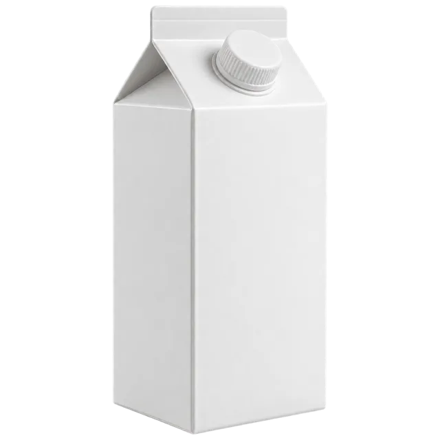 A white gable-top carton with a round screw cap and blank sides