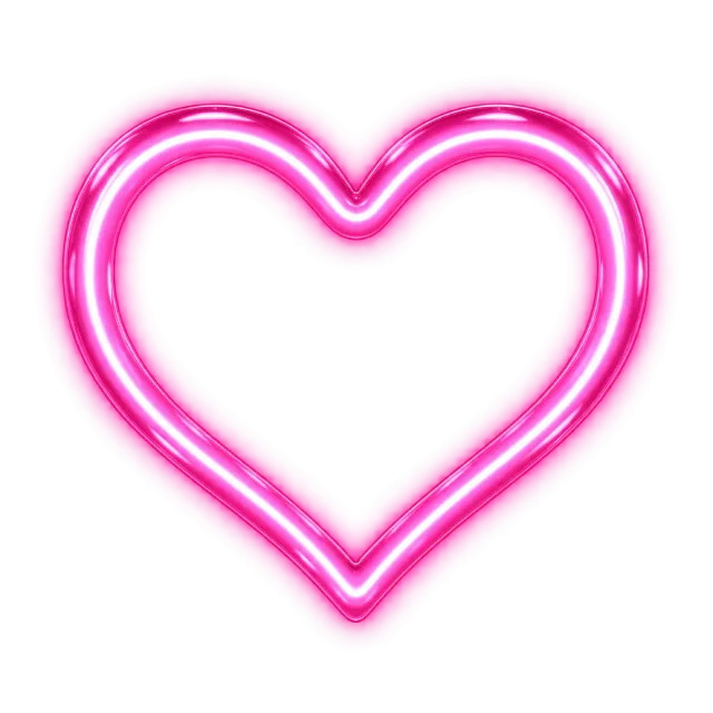 Bright pink neon-style heart outline with a luminous magenta glow