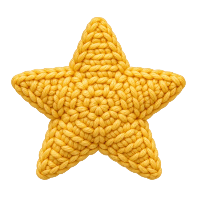 Plump yellow star with chunky crochet stitches