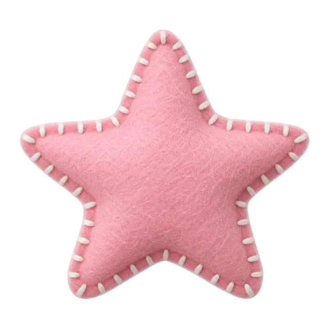 Soft pink felt-style star edged with white blanket stitches