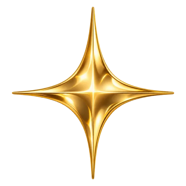 Single gold four-point sparkle with elongated rays and a bright center
