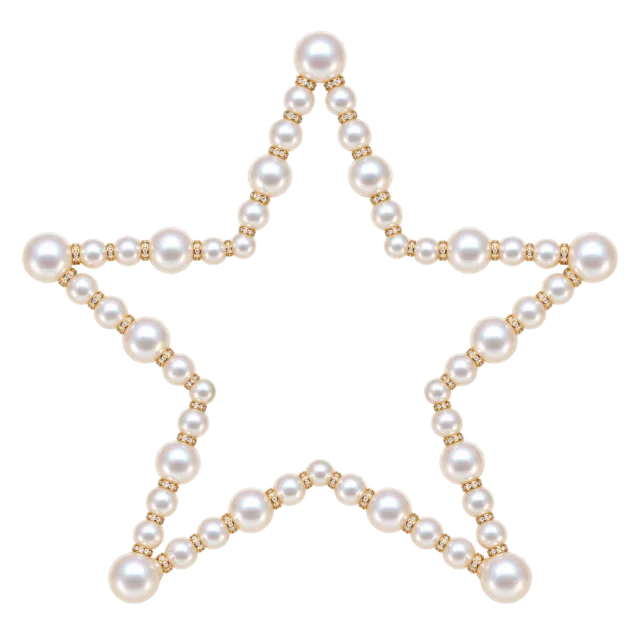 Open star outline made from pale pearl-like beads and small gold links