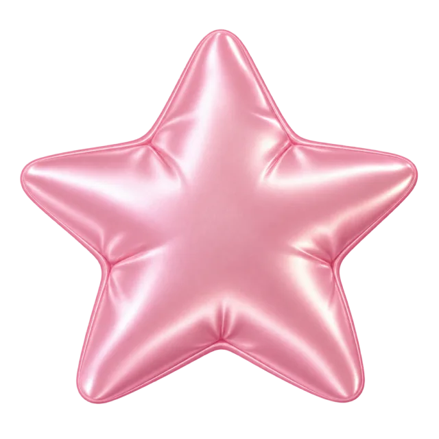 Puffy pink star with a smooth satin-like sheen