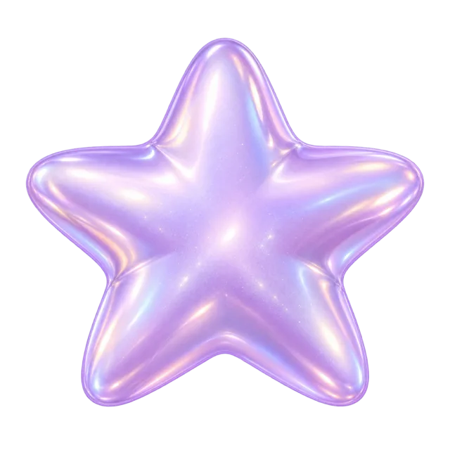 Rounded lavender star with pearly pink and violet highlights