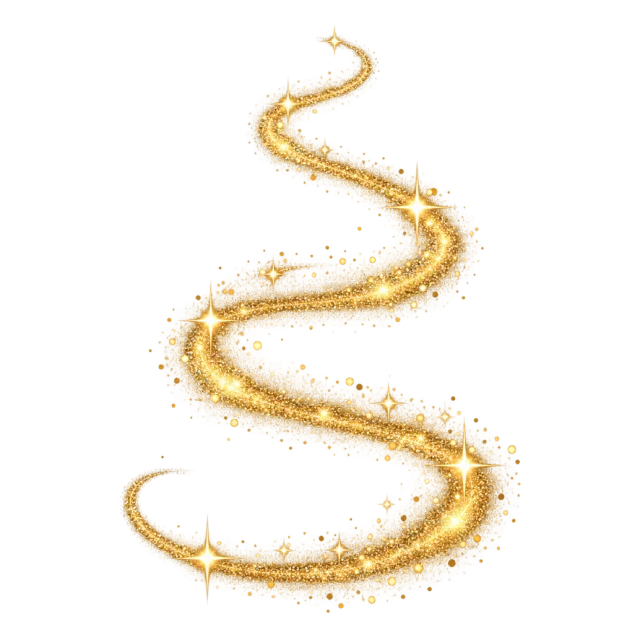 Rising spiral of golden light with bright glints and scattered particles