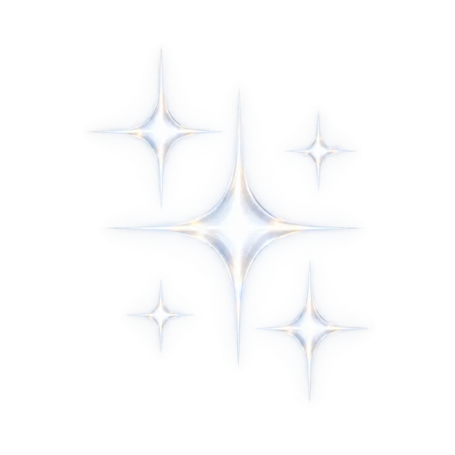 Group of pale white four-point twinkles with subtle blue and pink highlights