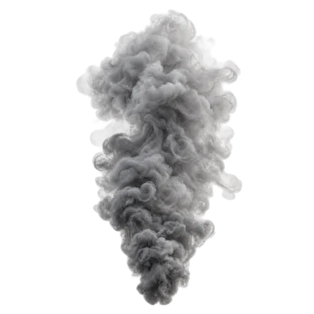 Upright plume of layered gray smoke with soft billowing contours