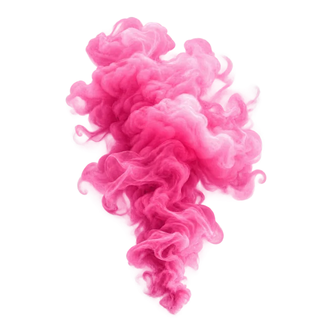 Billowing pink smoke plume with soft rose-colored folds and a tapered base