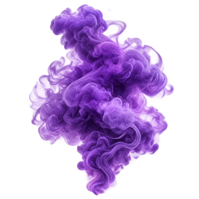 Tall purple smoke cloud with layered violet folds and curling wisps